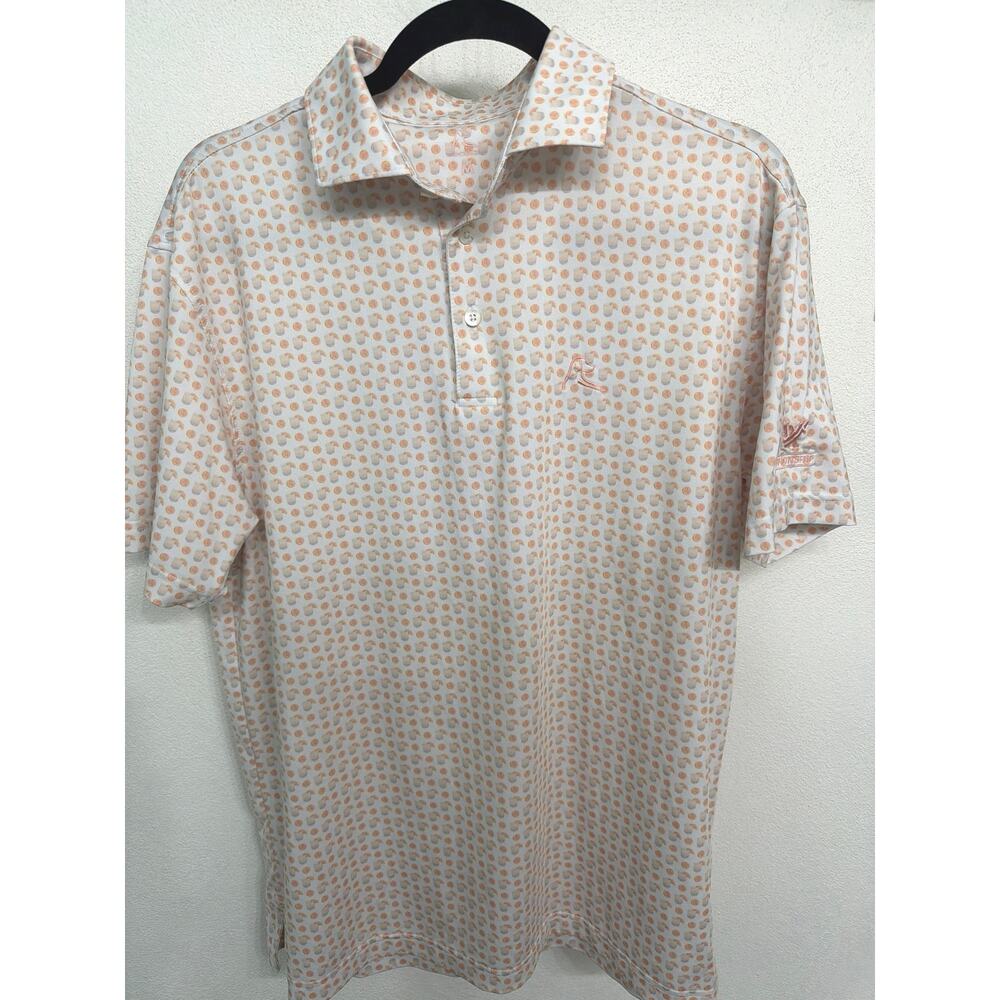 Rhoback The Paloma Swim Up Bar Performance Golf Polo Shirt Medium White Orange